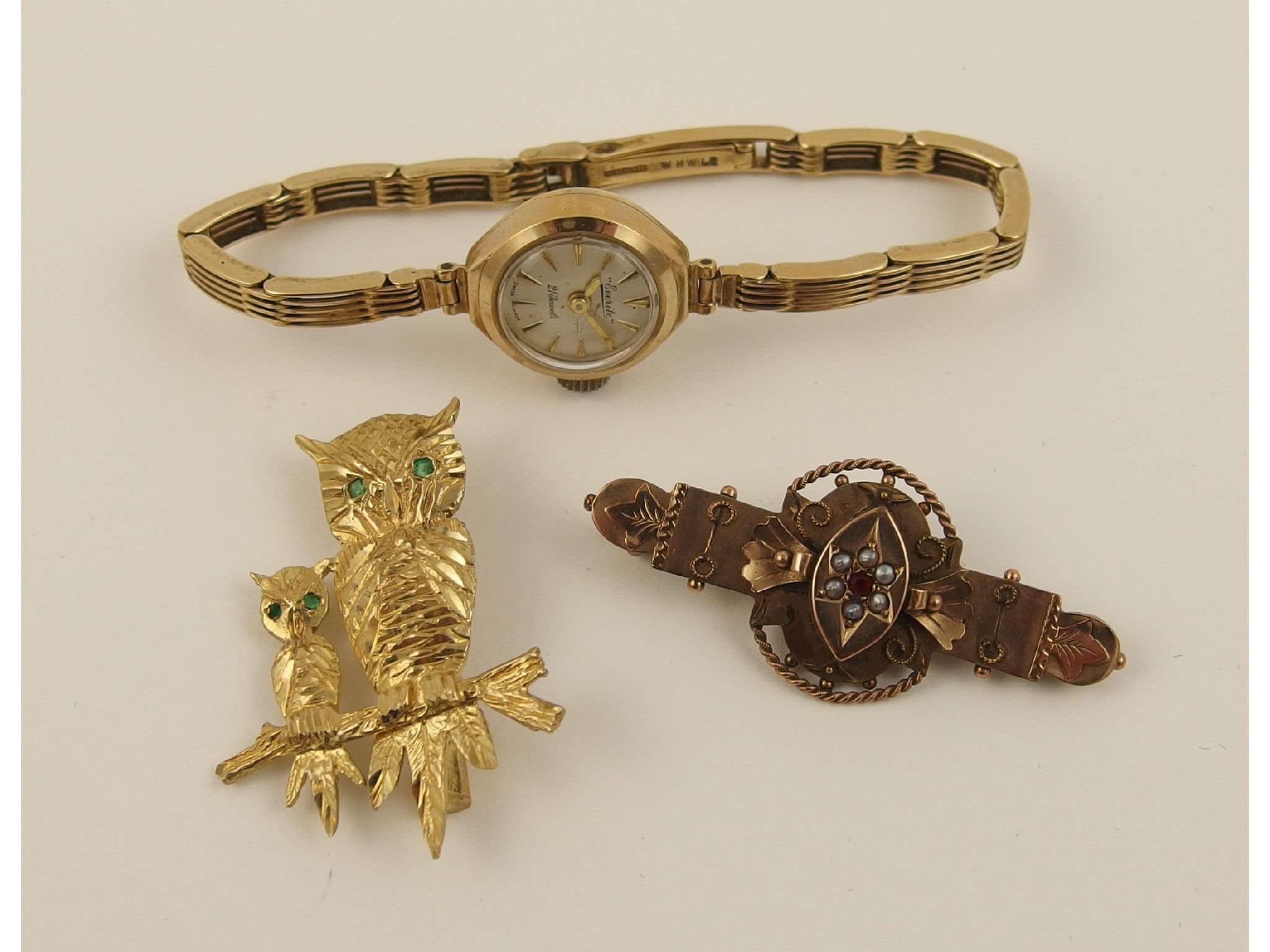 Appraisal: A ct ladies watch together with an Edwardian brooch and