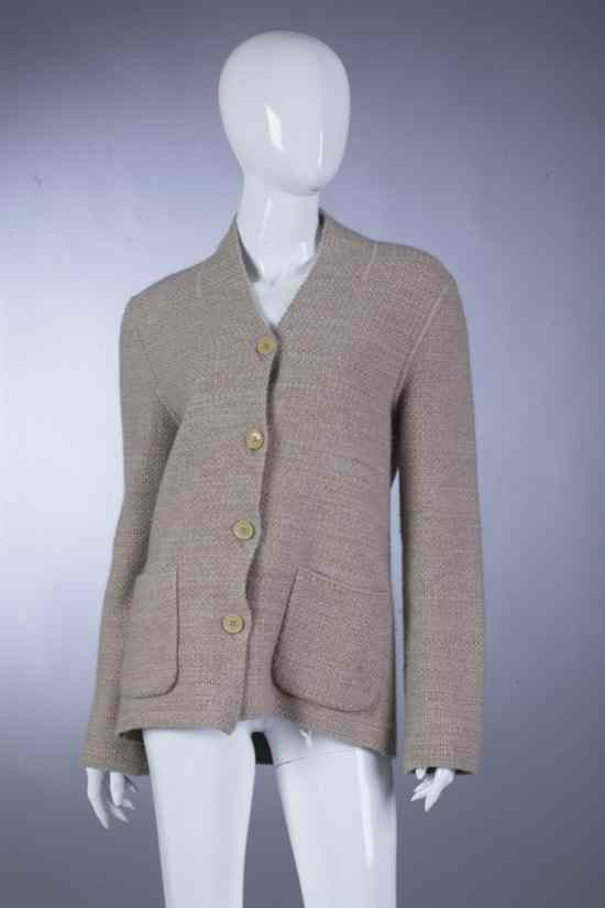 Appraisal: LORO PIANA WHEAT CASHMERE CARDIGAN JACKET Size