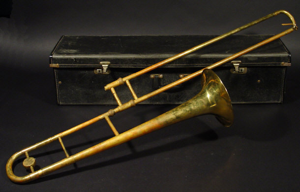 Appraisal: German brass trombone in a fitted case