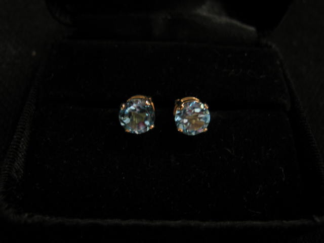 Appraisal: Blue Topaz Stud Earrings round gems in k yellow gold