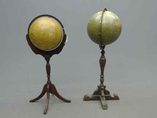 Appraisal: Lot two vintage globes on stands Names include ''Replogle'' and