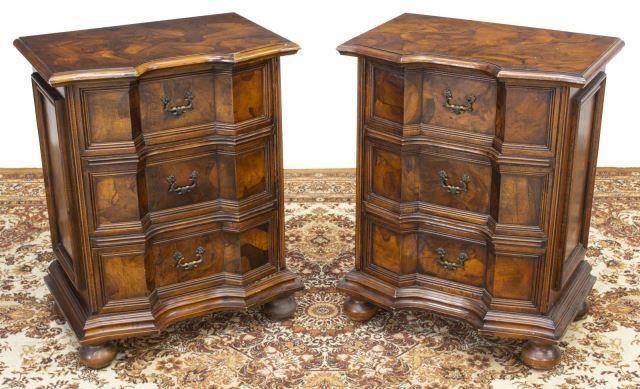 Appraisal: pair Italian Venetian walnut patchwork bedside cabinets th c shaped