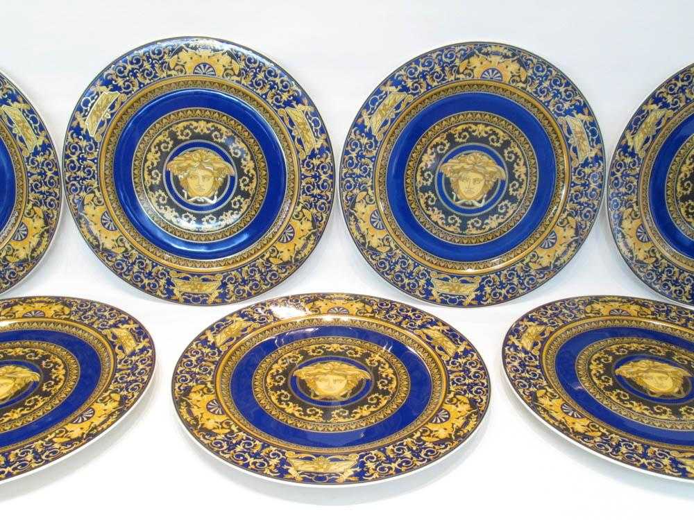 Appraisal: EIGHT ROSENTHAL VERSACE SERVING PIECES comprised of Medusa Blue service