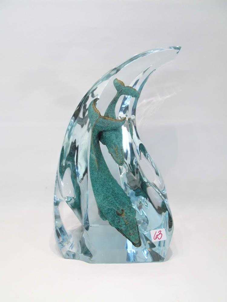 Appraisal: DAN MEDINA LIFE'S BREATH SCULPTURE mixed media metal whales in