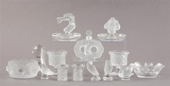 Appraisal: Collection Lalique objects pair of toothpick holders H four miniature