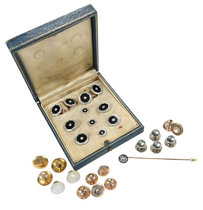 Appraisal: Platinum kt Diamond Dress Set Stick Pin cufflinks and shirt