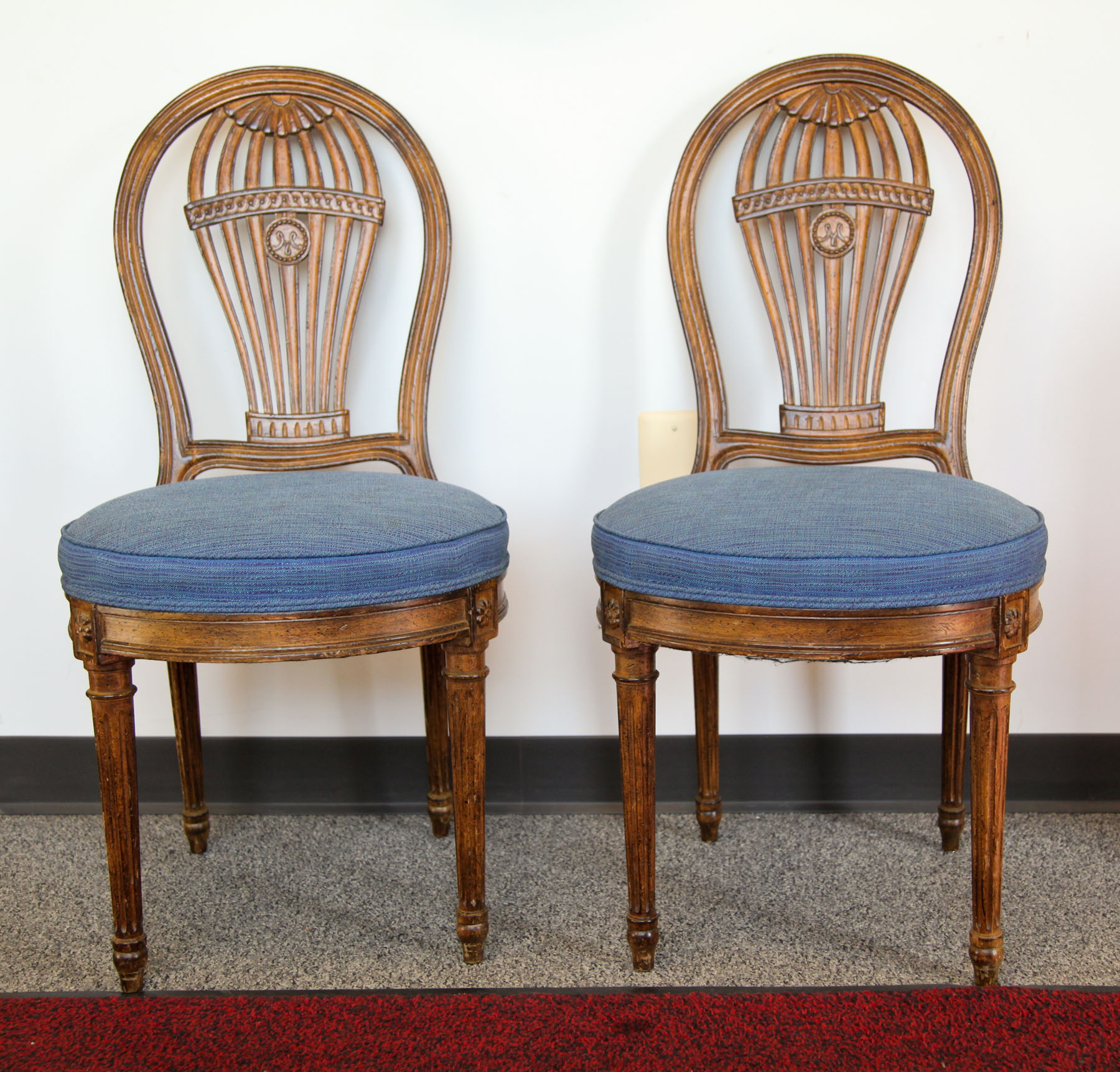 Appraisal: PAIR OF MONTGOLFIER SIDE CHAIRS French mid th century Balloon