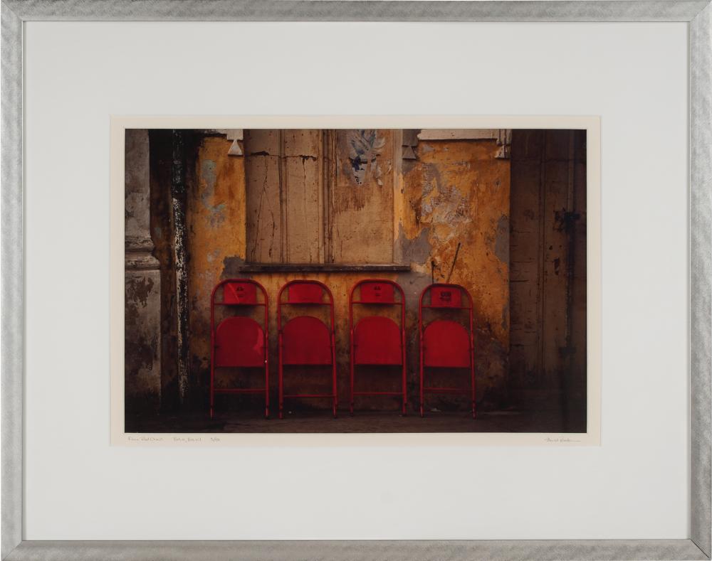 Appraisal: DAVID READER TH CENTURY FOUR RED CHAIRS from The Nature