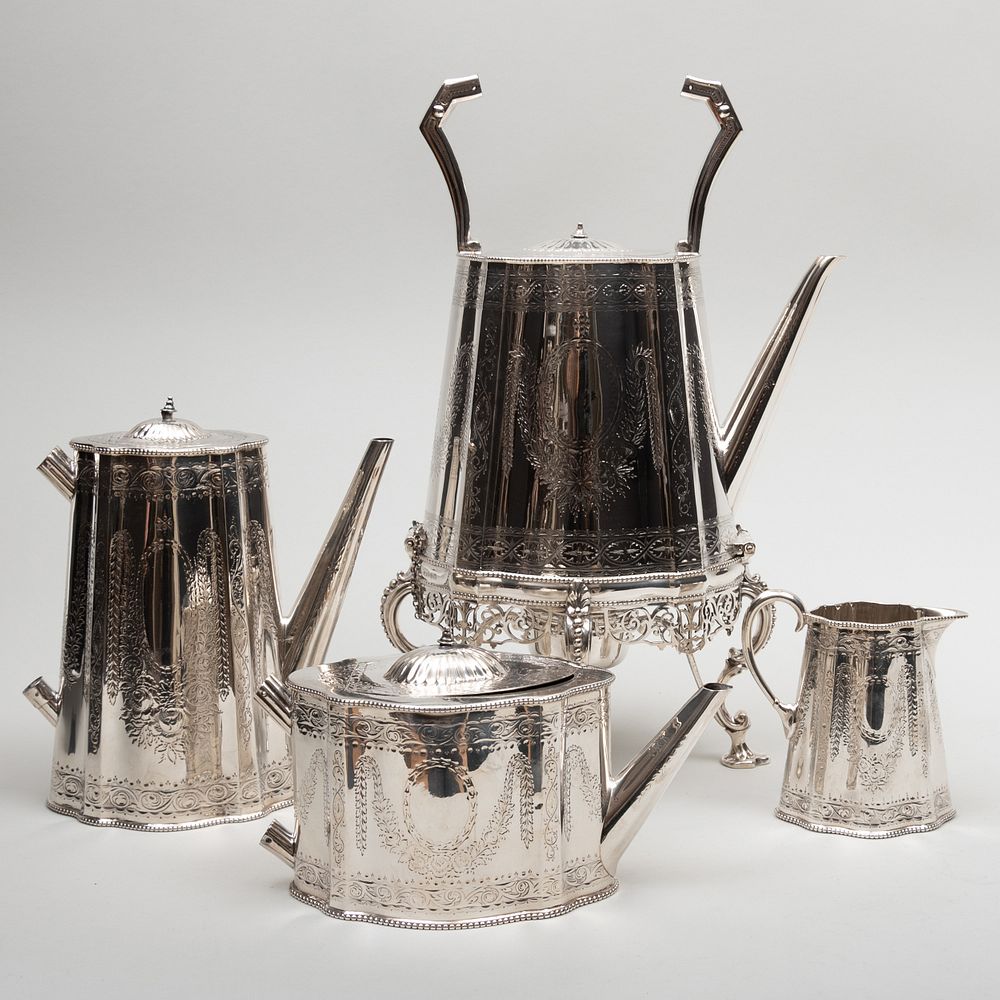 Appraisal: Victorian Silver Four Piece Tea and Coffee Service Mark of