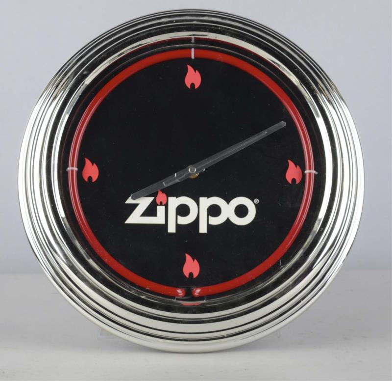 Appraisal: Zippo Lighters Neon Wall Clock This battery operated clock features