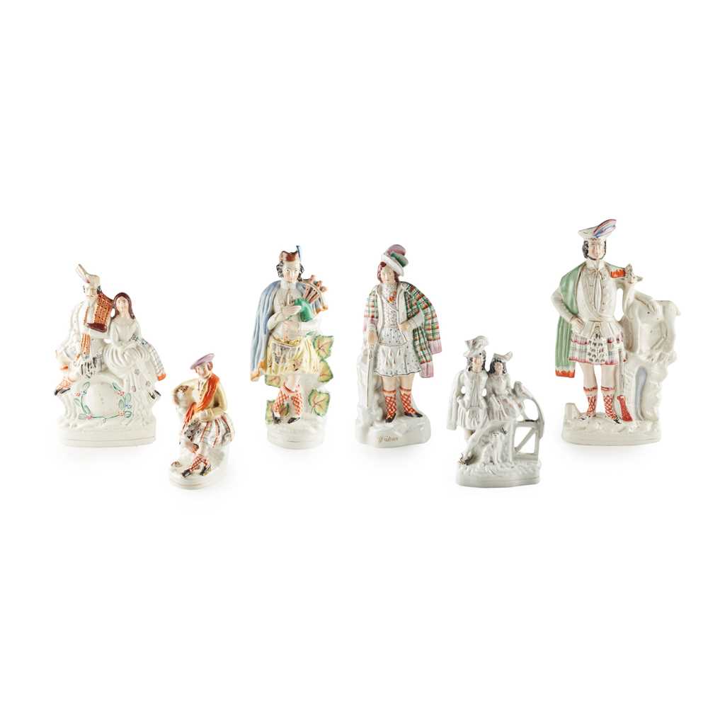 Appraisal: A GROUP OF SCOTTISH SUBJECT STAFFORDSHIRE FIGURES TH CENTURY Including