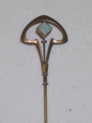 Appraisal: A CT GOLD AND OPAL HAT PIN the Art Nouveau