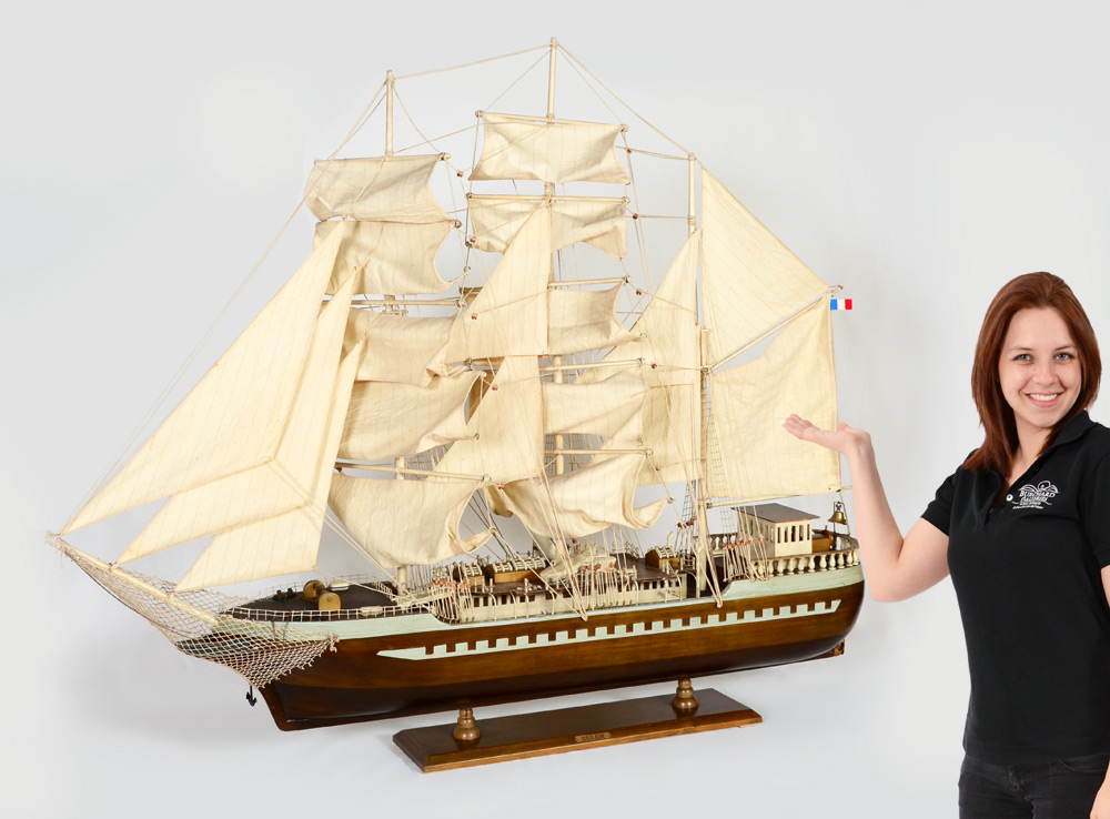 Appraisal: LARGE BELEM FRENCH SHIP SCHOONER MODEL Exceptionally large model of