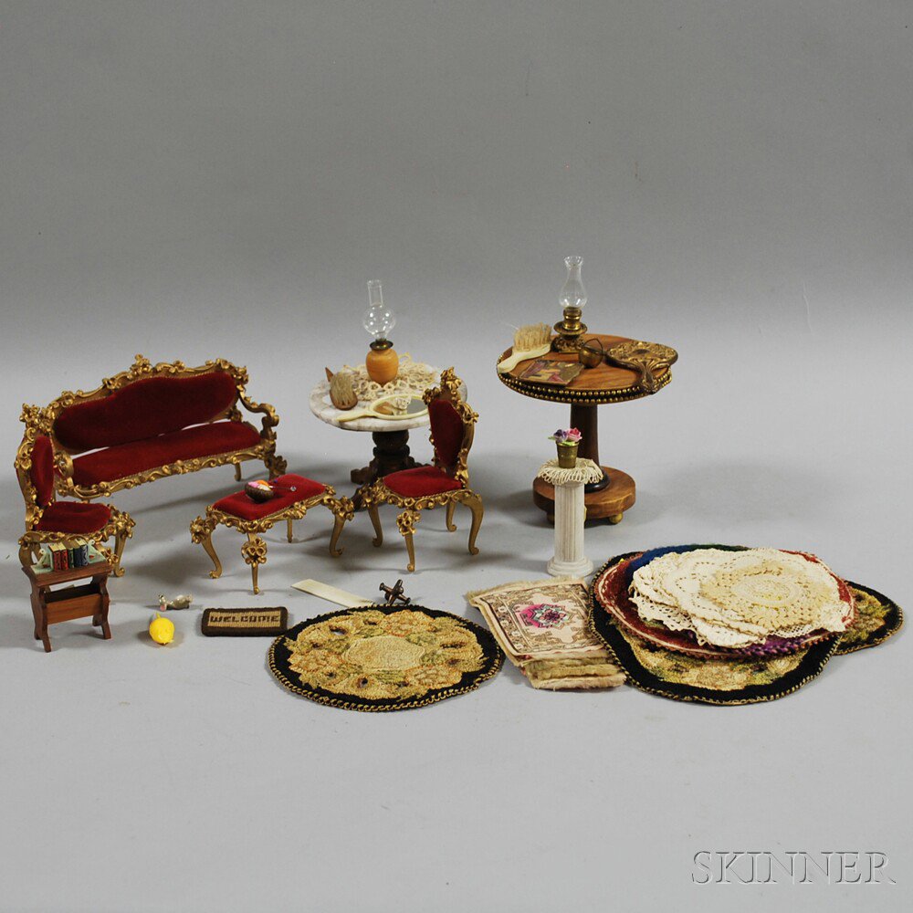 Appraisal: Group of Miscellaneous Dollhouse Furniture and Accessories including a round