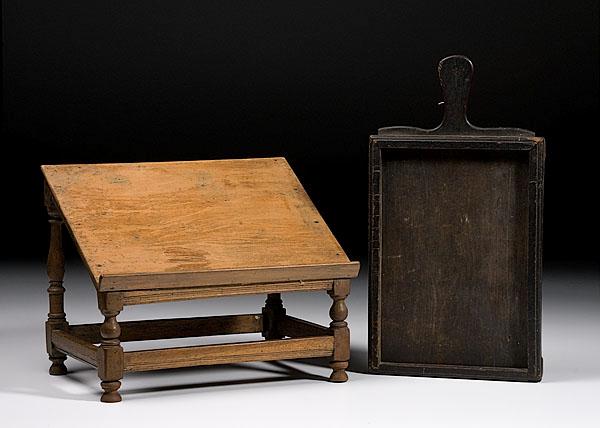 Appraisal: EARLY BOOK STAND AND PRINTER'S TRAY English or American An