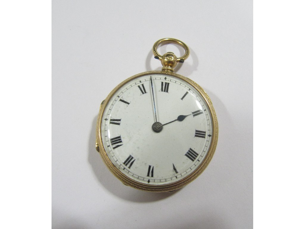 Appraisal: Eighteen carat gold cased open faced fob watch with white