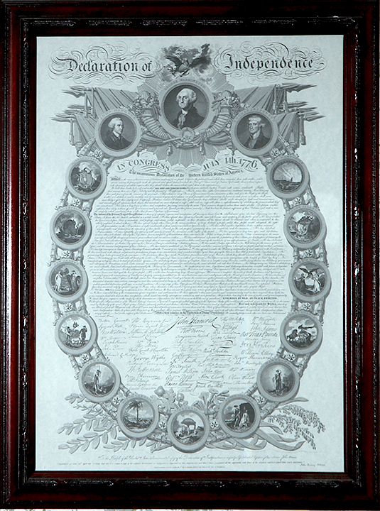 Appraisal: Declaration of Independence Copy A th Century framed copy of