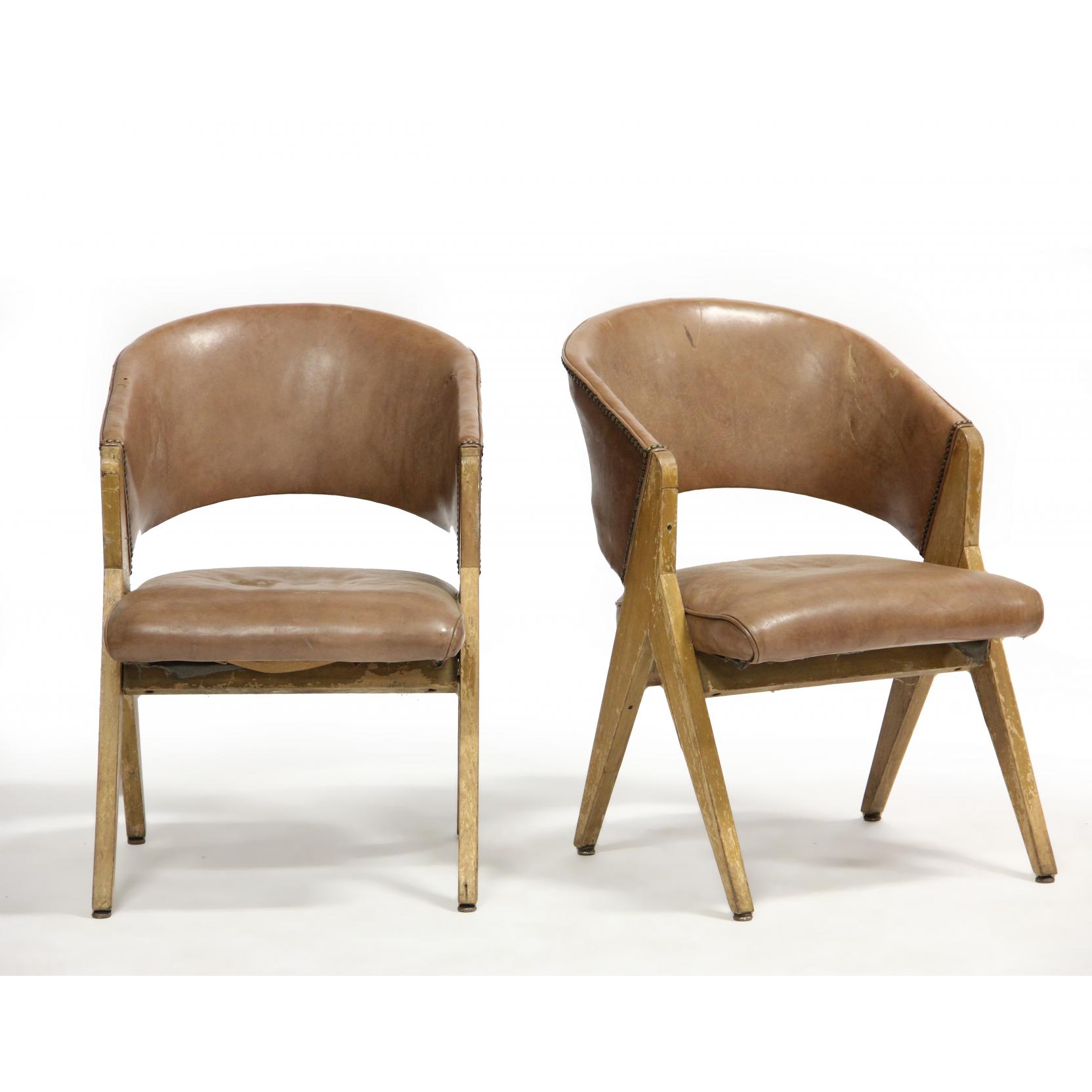 Appraisal: Alan Gould Pair of Compass Chairs mid th century tan