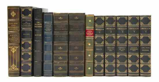 Appraisal: BINDINGS A group of volumes in blue or green-toned leather