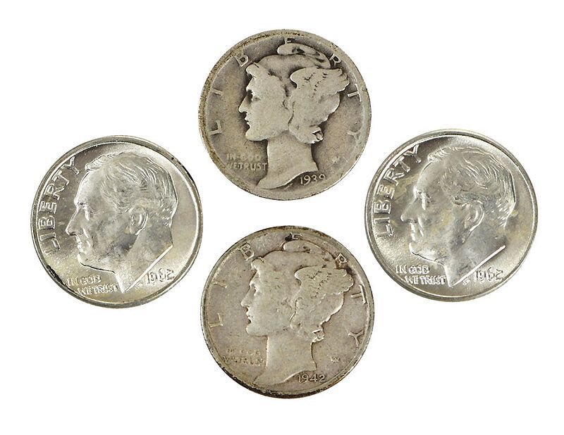 Appraisal: Over Silver U S Dimes majority are Mercury or Roosevelt