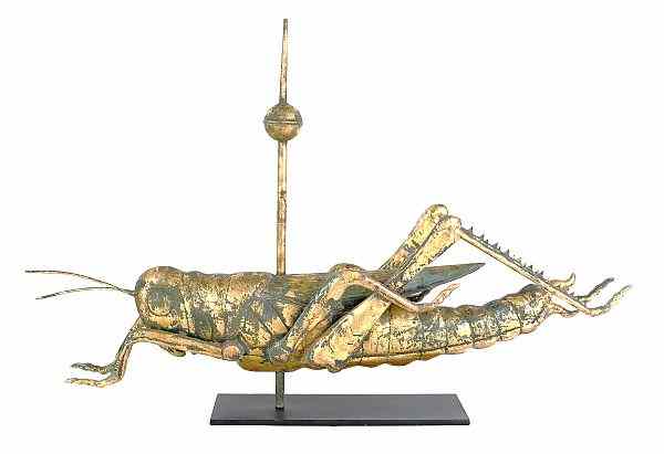 Appraisal: Full-bodied copper grasshopper weathervane early th c l