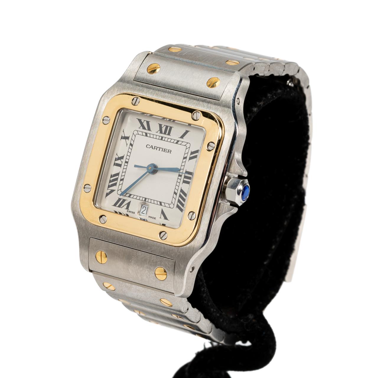 Appraisal: TWO TONE CARTIER SANTOS LARGE GALBEE WRIST WATCH Cartier French