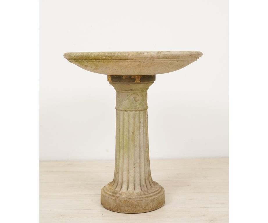 Appraisal: Signed Galloway two-part terra cotta bird bath with fluted pedestal