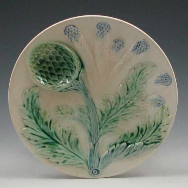 Appraisal: Majolica Asparagus Artichoke Dish marked with impressed and hand glazed