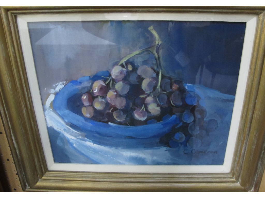 Appraisal: CAROL CAMERON Gouache 'Plate of Grapes' signed recto and labelled