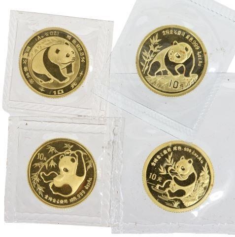 Appraisal: lot of Chinese Yuan Gold Panda coins each ounce gold