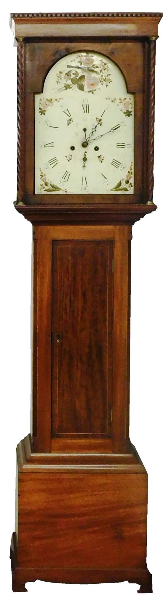 Appraisal: American Unsigned Tall Case Clock c flat pediment with dentil