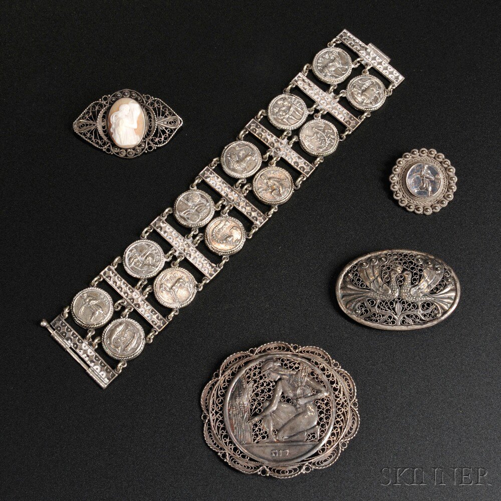 Appraisal: Group of Silver and Silver Filigree Jewelry Jerusalem second quarter