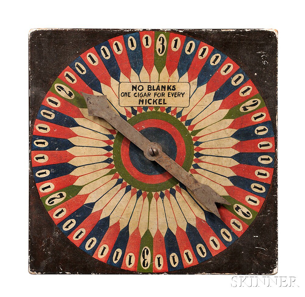 Appraisal: Painted Wood Game of Chance America early th century the