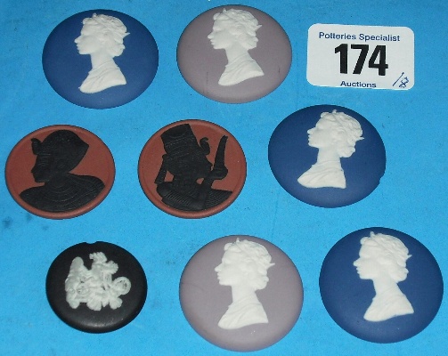 Appraisal: A Collection of Wedgwood miniature Jasperware cameos in various colours