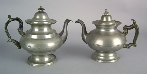 Appraisal: American pewter teapot th c impressed Wm McQuilkin h together