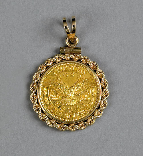 Appraisal: U S oz gold bullion pendant with K yellow gold