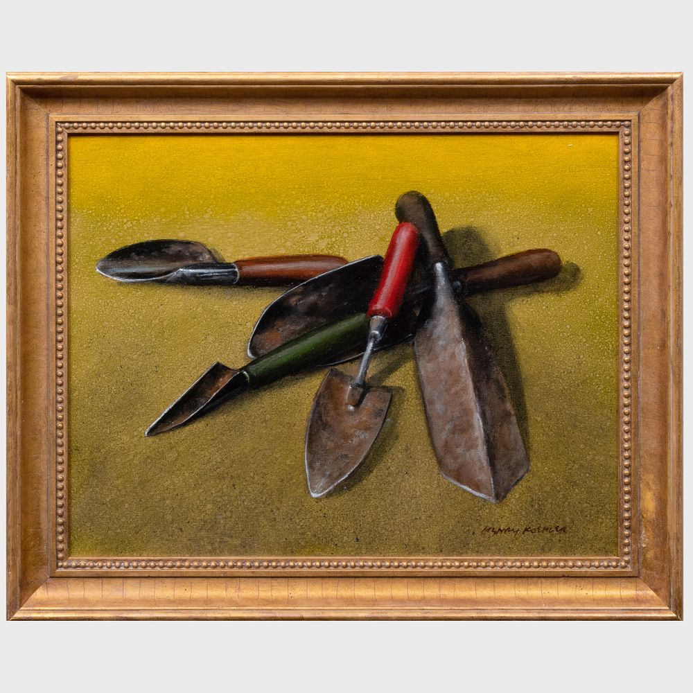 Appraisal: Henry Koehler - Garden Digging Tools Oil on canvasboard signed