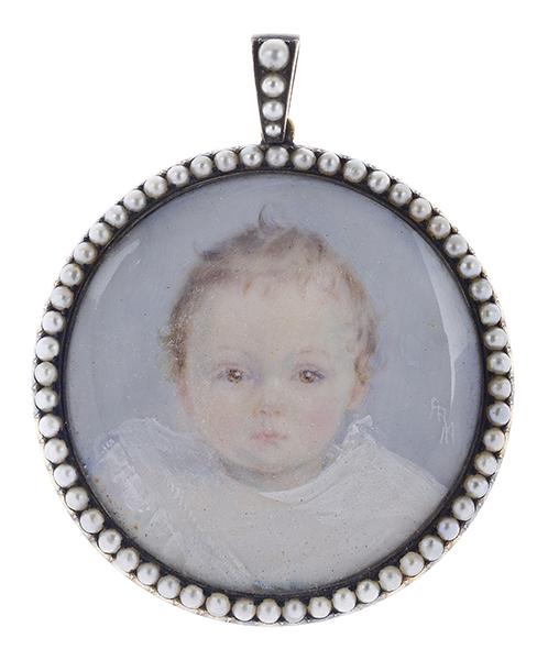 Appraisal: AN HISTORIC VICTORIAN HAND PAINTED MINIATURE PENDANT Depicting The portrait