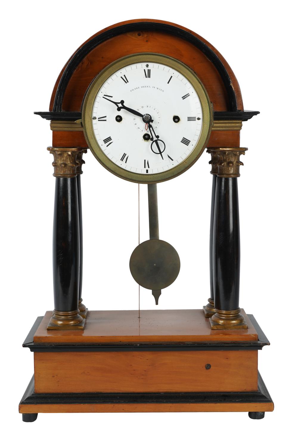 Appraisal: VIENNESE TEMPLE-FORM TABLE CLOCKface stamped Franz Hekel In Wein painted