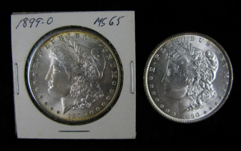 Appraisal: Two Gem BU Morgan Silver Dollars with lustrous surfaces a