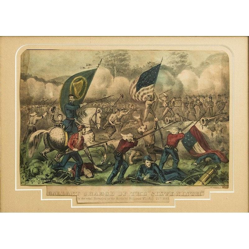 Appraisal: Original Civil War Hand Colored Print of the Fighting Irish