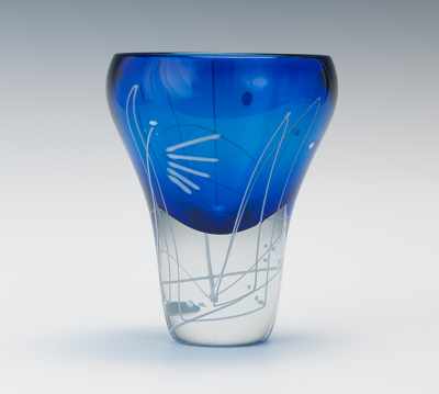 Appraisal: Mark Sudduth American Contemporary Clear and Cobalt Blue Line Series