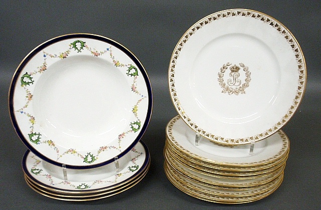 Appraisal: - Set of ten Sevres dinner plates with gilt decoration