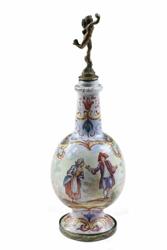 Appraisal: ENAMELED SILVER SCENT BOTTLE - th c Austrian Enameled Scent