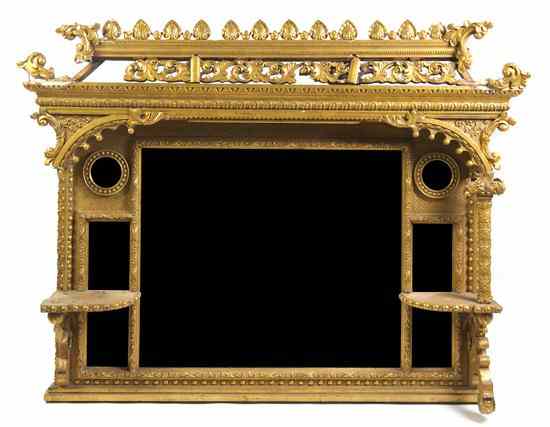 Appraisal: A Continental Giltwood Over Mantel Mirror the cornice with pierce