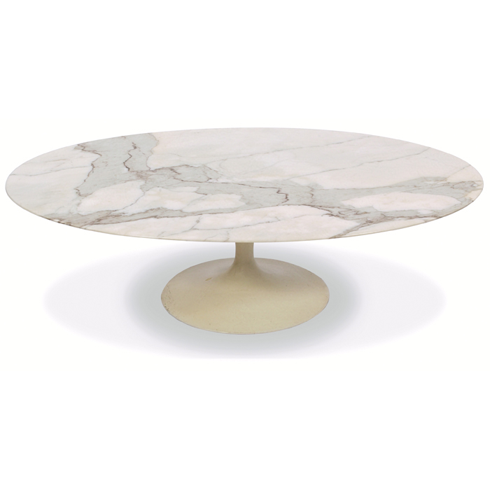 Appraisal: Eero Saarinen Pedestal coffee table by Knoll oval white marble