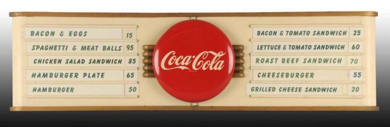 Appraisal: Coca-Cola Wood Masonite Metal Menu Board Description Circa s All