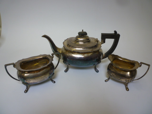 Appraisal: A THREE PIECE TEA SERVICE maker Walker Hall Birmingham and