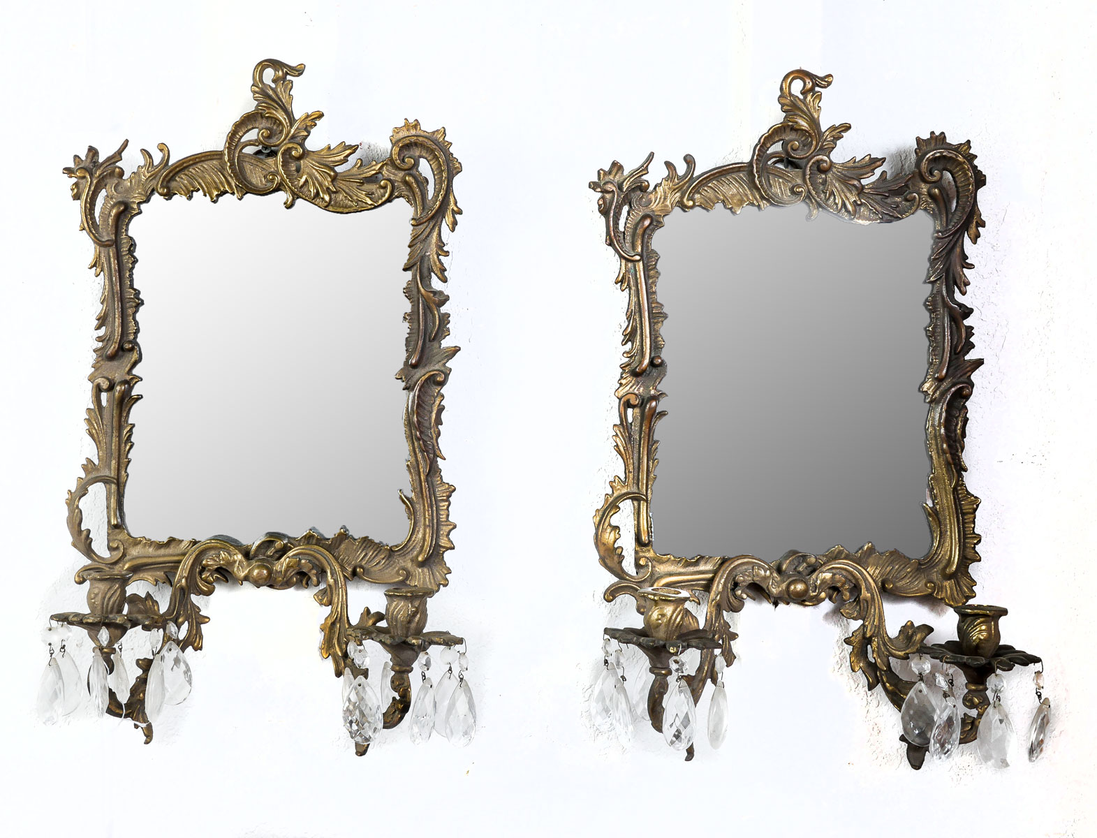 Appraisal: PAIR OF FRENCH BRONZE DORE MIRRORS Mirror with an encompassing