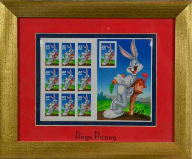 Appraisal: Bugs Bunny Lithograph Ten Stamps FramedProbably a limited edition as